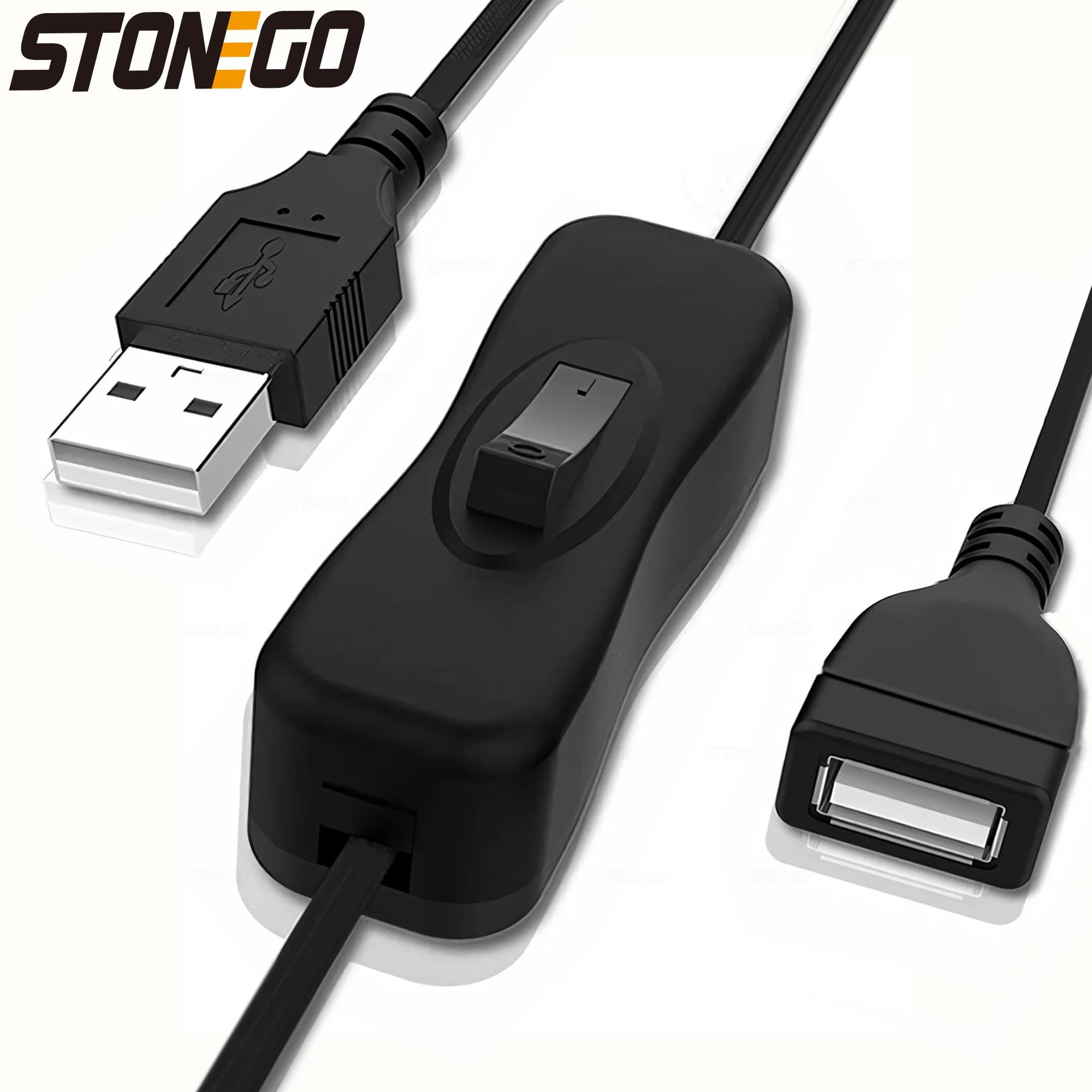 STONEGO Cavo di prolunga per interruttore USB Supporto trasmissione dati e alimentatore con interruttore di accensione/spegnimento per strisce LED, dispositivi USB