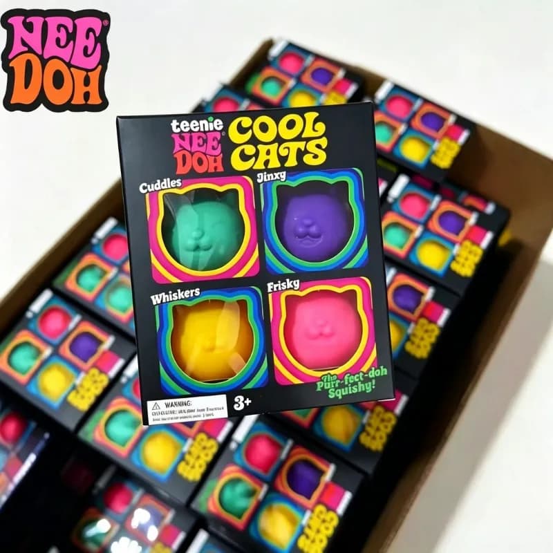 Needoh Cat Mini Fingertip Cute Suit Pinch Music DecompressionToys Anti-anxiety Squeeze Object Focus on ADHD Crowd Antistress Toy