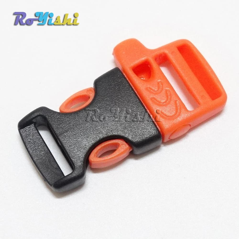 Fibbie per fischietto a sgancio laterale di emergenza da 5/8" (15 mm) per bracciale Paracord arancione + nero