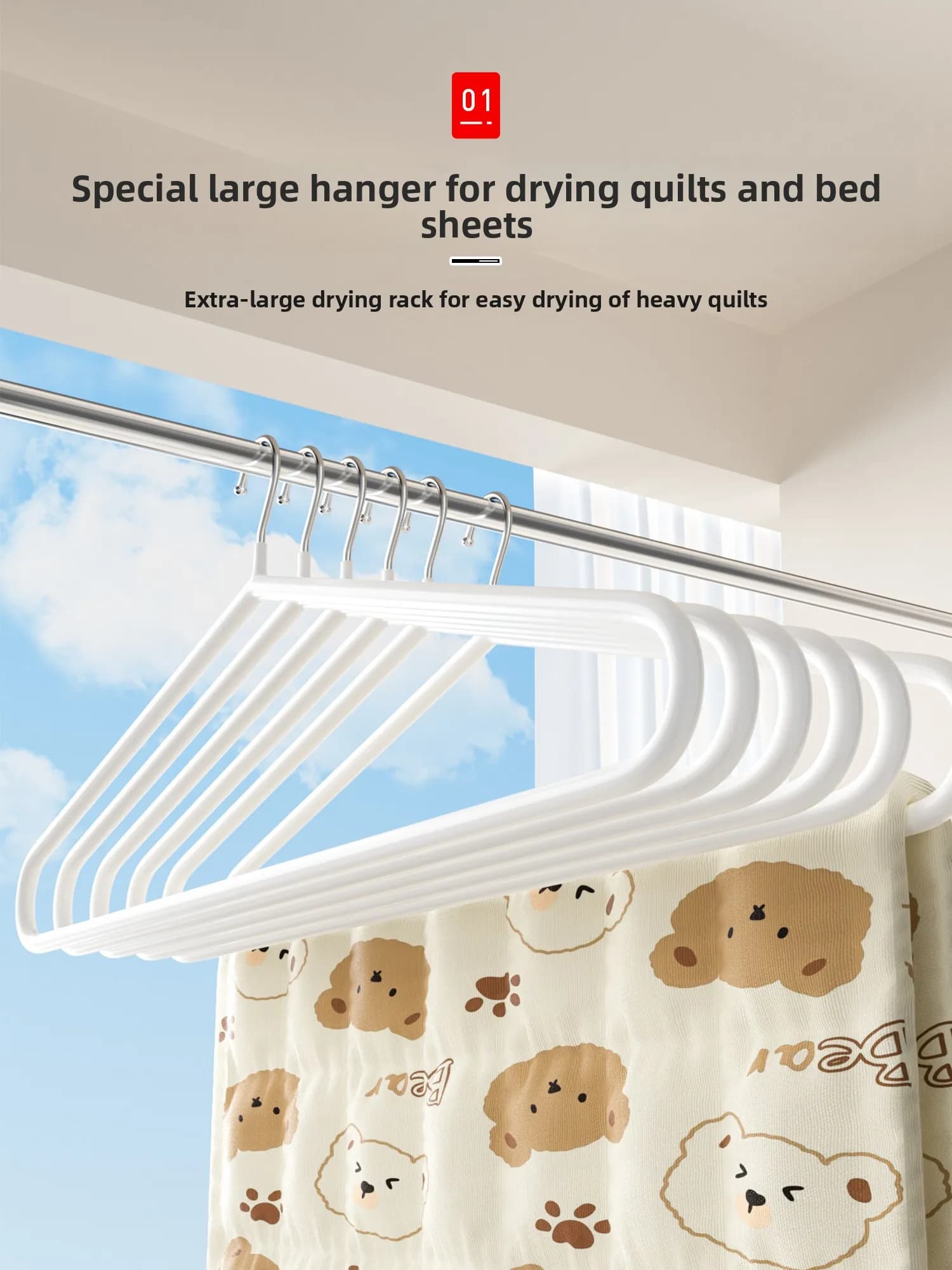 Large Size Stainless Steel Dryer for Covers and Sheets, Home Use Clothes Hanger, Balcony Storage