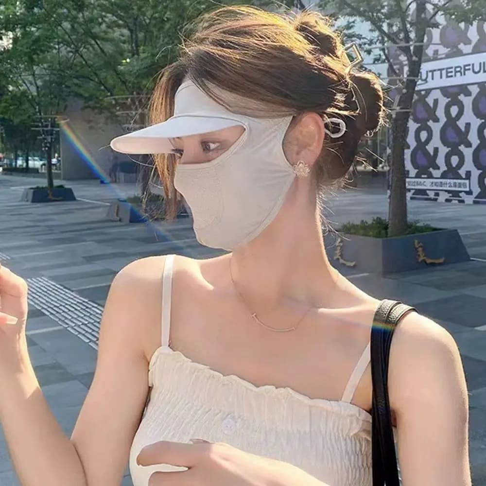 Maschera Protettiva Solare in Seta Ghiaccio alla Moda UPF50+ Integrale Anti-UV, Sciarpa Copricollo Antipolvere, Protezione Solare per il Viso, Maschera da Ciclismo