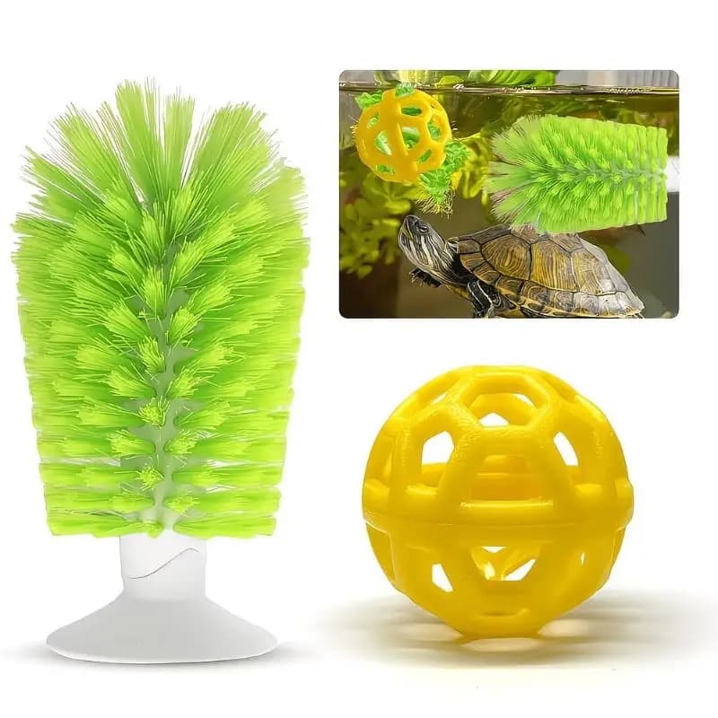 Sucker Turtle Brush Scrubber Turtle Shell Cleaning Brush Turtle Tank Decorations Turtle Feeding Ball Turtle Aquarium Ornaments