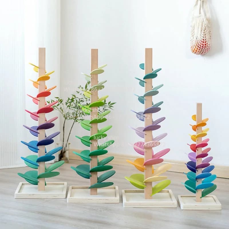 Rainbow Petal Ball Music Tree Wooden Building Block Ornament