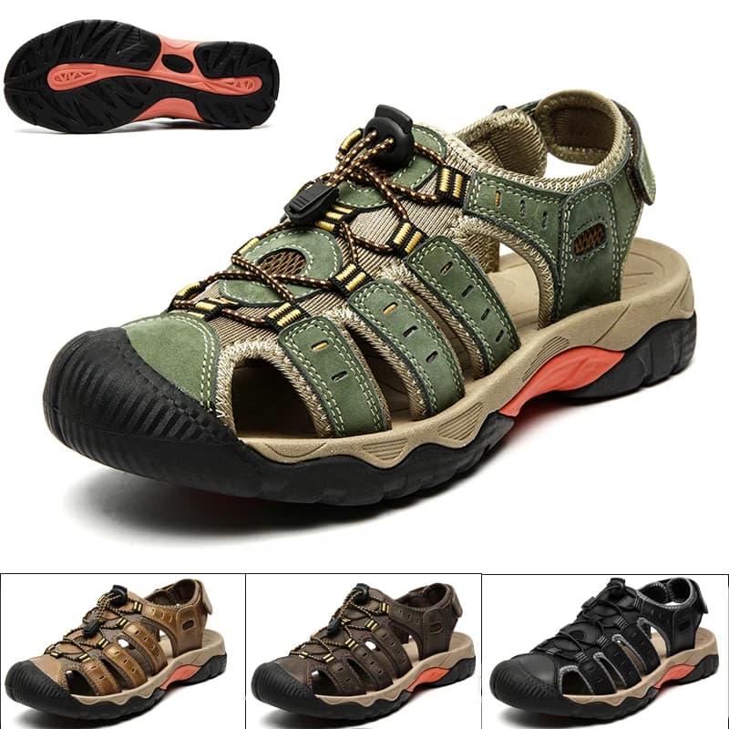 New Men's Sandals in Vera Soft Leather, Summer Shoes from Large Size, Comfortable Beach Sandals, Roman Shoes for Men