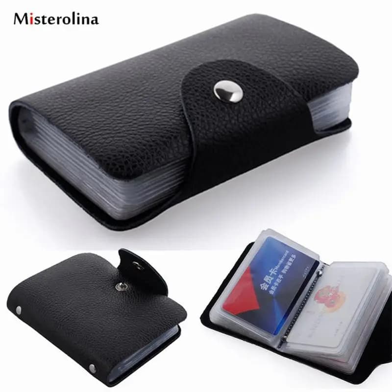 Fashion PU Leather Function 12/24 Bits Card Case Business Card Holder Men Women Credit Passport Card Bag ID Passport Card Wallet