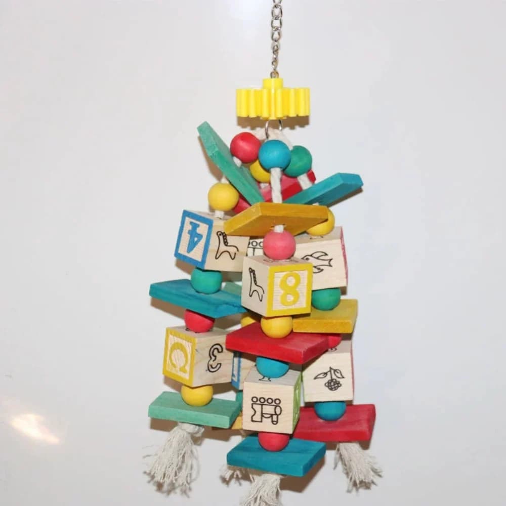 Giocattoli per pappagalli, forniture per uccelli, utensili, blocchi di legno digitali colorati, puzzle, giocattolo per uccelli