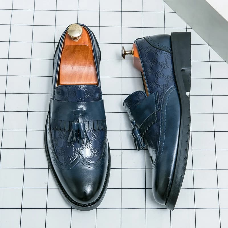 Scarpe a punta da sposa da uomo di marca italiana mocassini da uomo con suola morbida antiscivolo scarpe Casual in pelle alla moda blu consegna gratuita