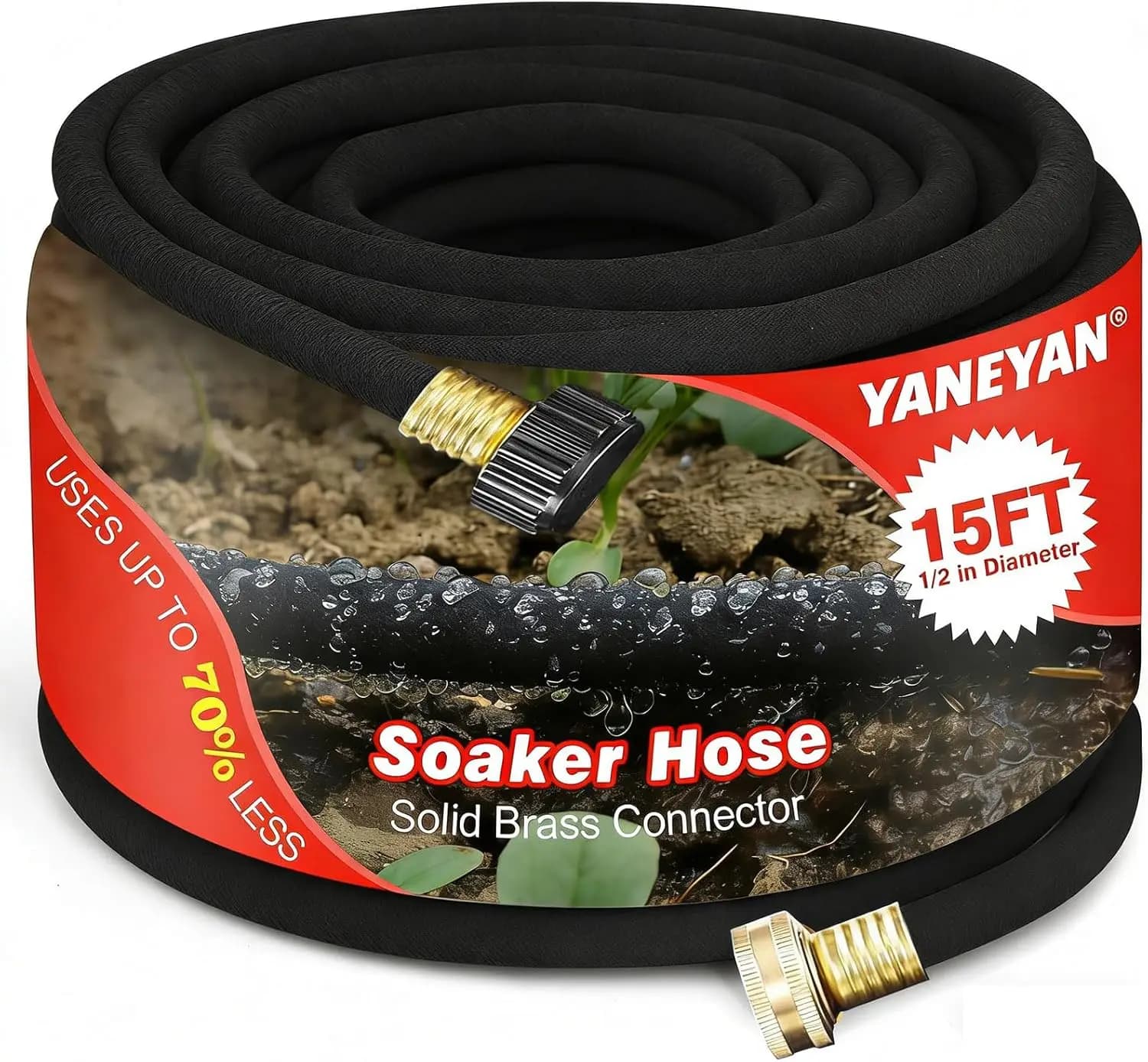 Tubo Irrigazione a Goccia da 4,5 m (15 FT) 1/2" Rinforzato per Giardino, Risparmia il 70% d'Acqua, Kit Irrigazione a Goccia per Prato e Aiuole