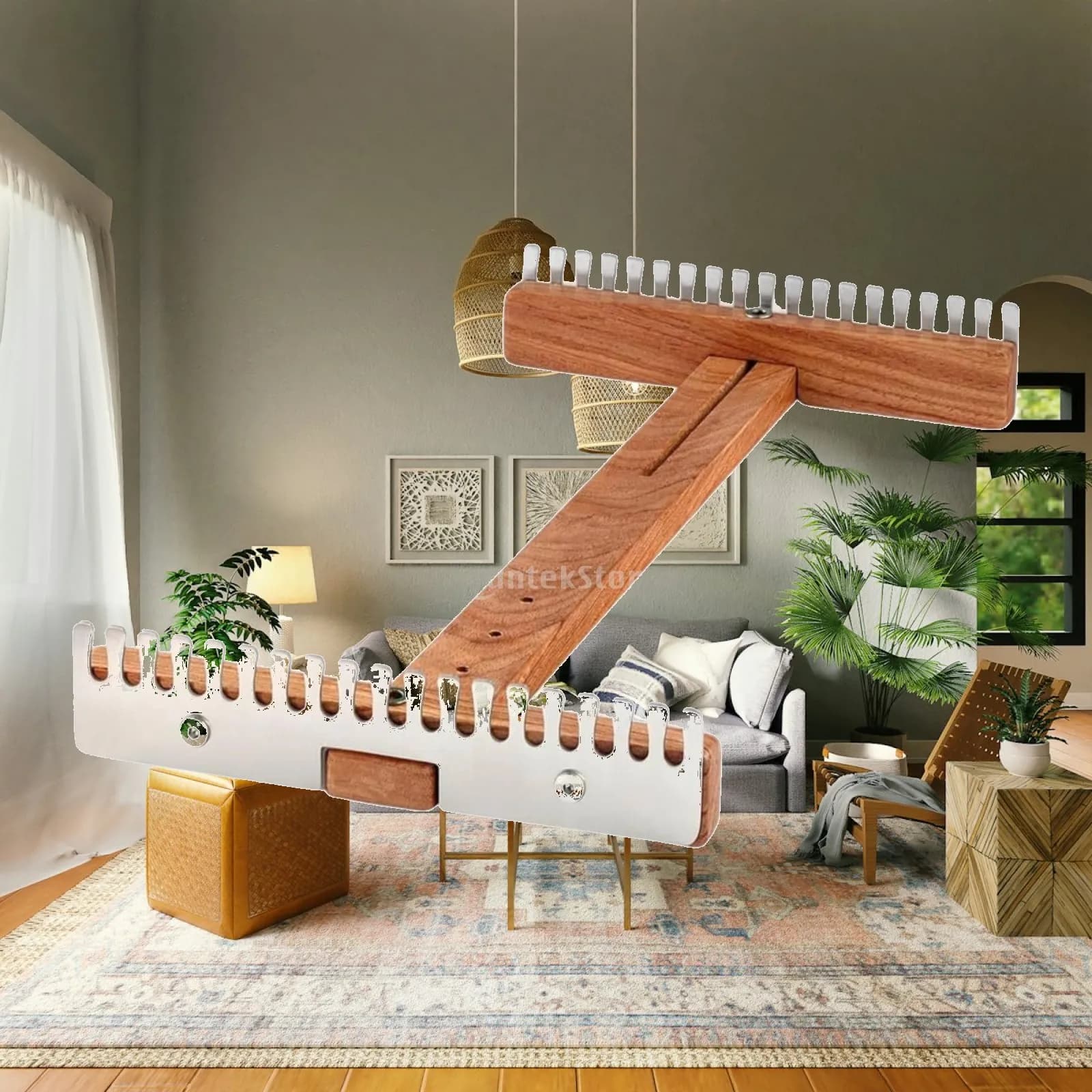 Solid Wood Kids Weaving Loom Frame with Adjustable Width for Children Hand Knitting Craft Toy DIY Tapestry Loom for Creative