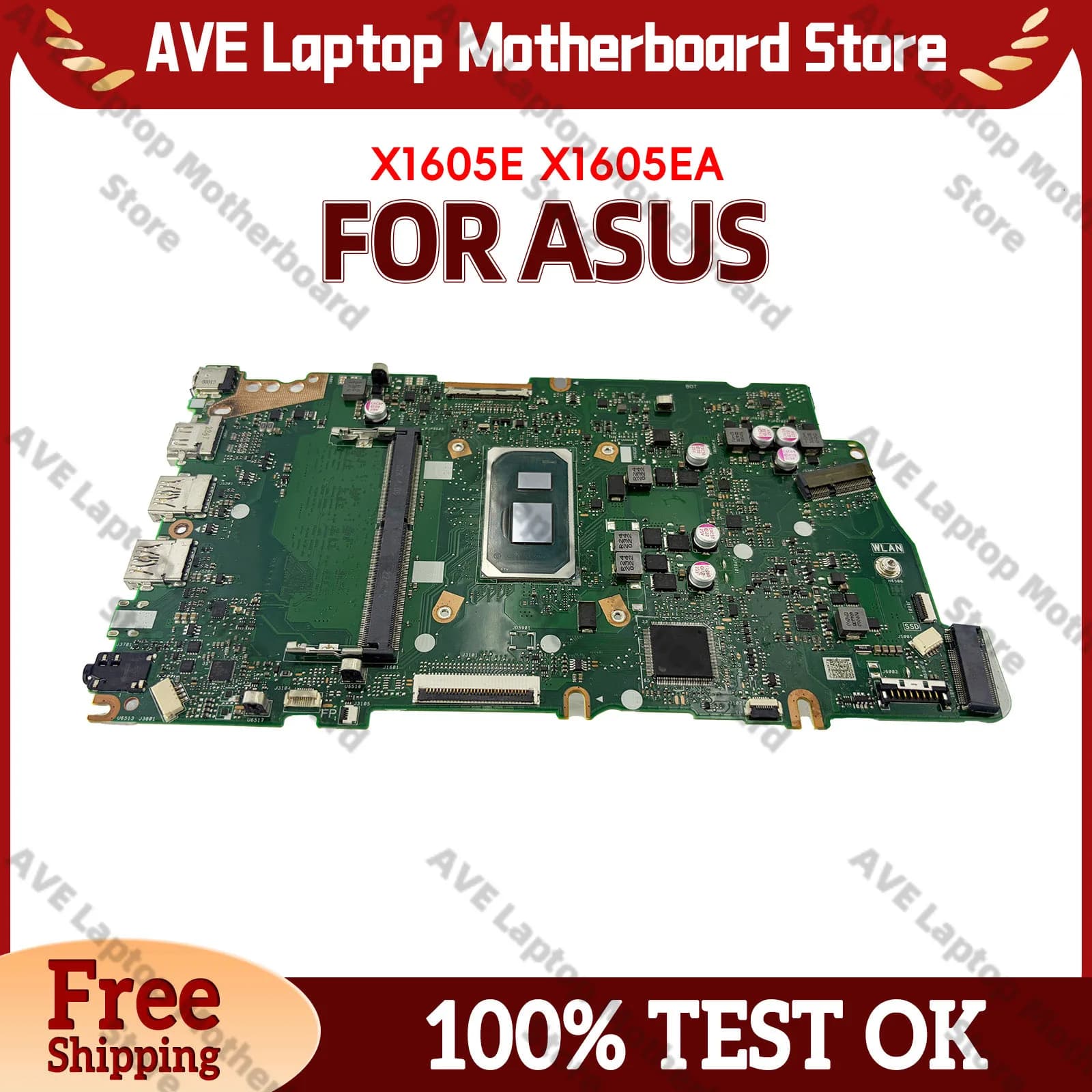 X1605EA Laptop Motherboard For ASUS VivoBook X1605EA X1605E Notebook Mainboard With 11th Gen I3 i5 i7 100% tests OK fast ship