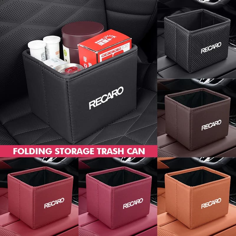 Portable Car Trash Bin Garbage Can Foldable Waste Storage Basket For Recaro