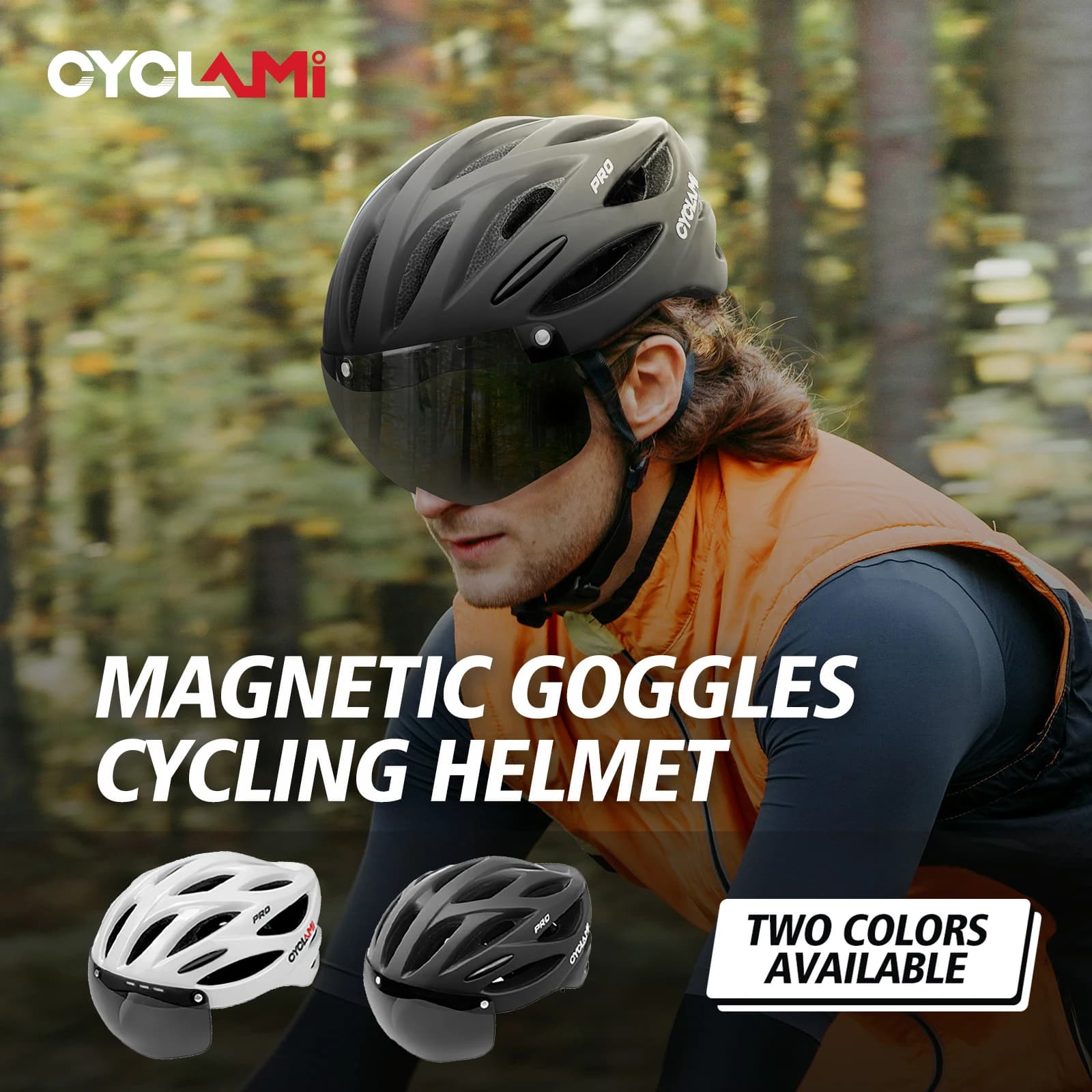 CYCLAMI Bicycle Helmet Ultralight Road Bike Hat Racing Helmet Comfortable and breathable cycling safety helmet with protective sunglasses