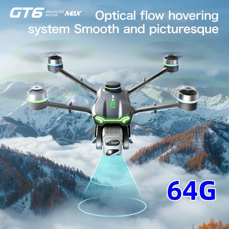 Drone Professionale GT6 con Batteria a Lunga Autonomia, Quadricottero 4K HD WiFi per Fotografia Aerea e Evitamento Ostacoli