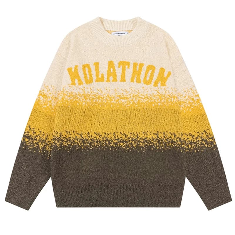 Autunno maglione lavorato a maglia uomo inverno Harajuku Vintage popolare graduale Loop filato pullover Casual maglioni larghi Vintage Streetwear