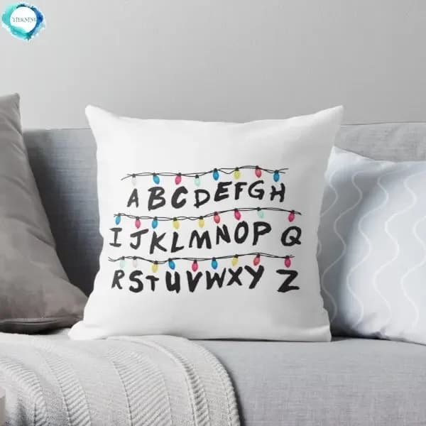 Federa stampata con lettera Federa quadrata personalizzata con cerniera Cuscino tessile per la casa dei cartoni animati