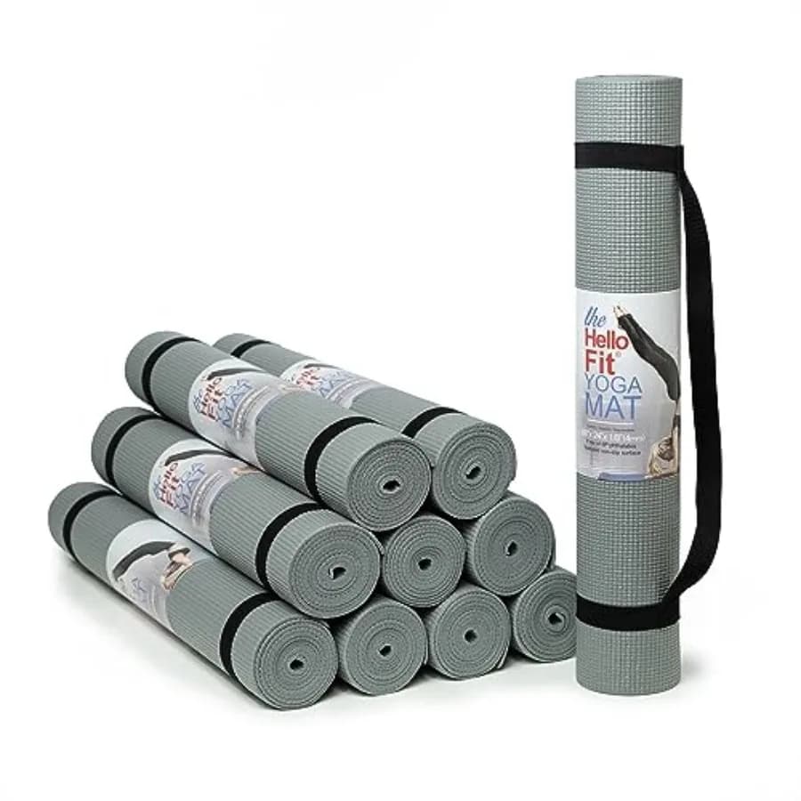 Yoga mat for home and studio use, PVC material, purple color, extra-thick 4mm cushioning with carrying strap