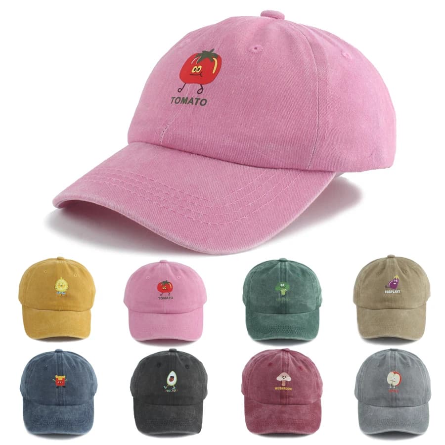 Adjustable Baseball Hat for Children with Animated Cards, Denim Summer Hat Washing for Girls and Children, Solar Protection, Snapback, Sun Hats Children's Carini 2-6 Years