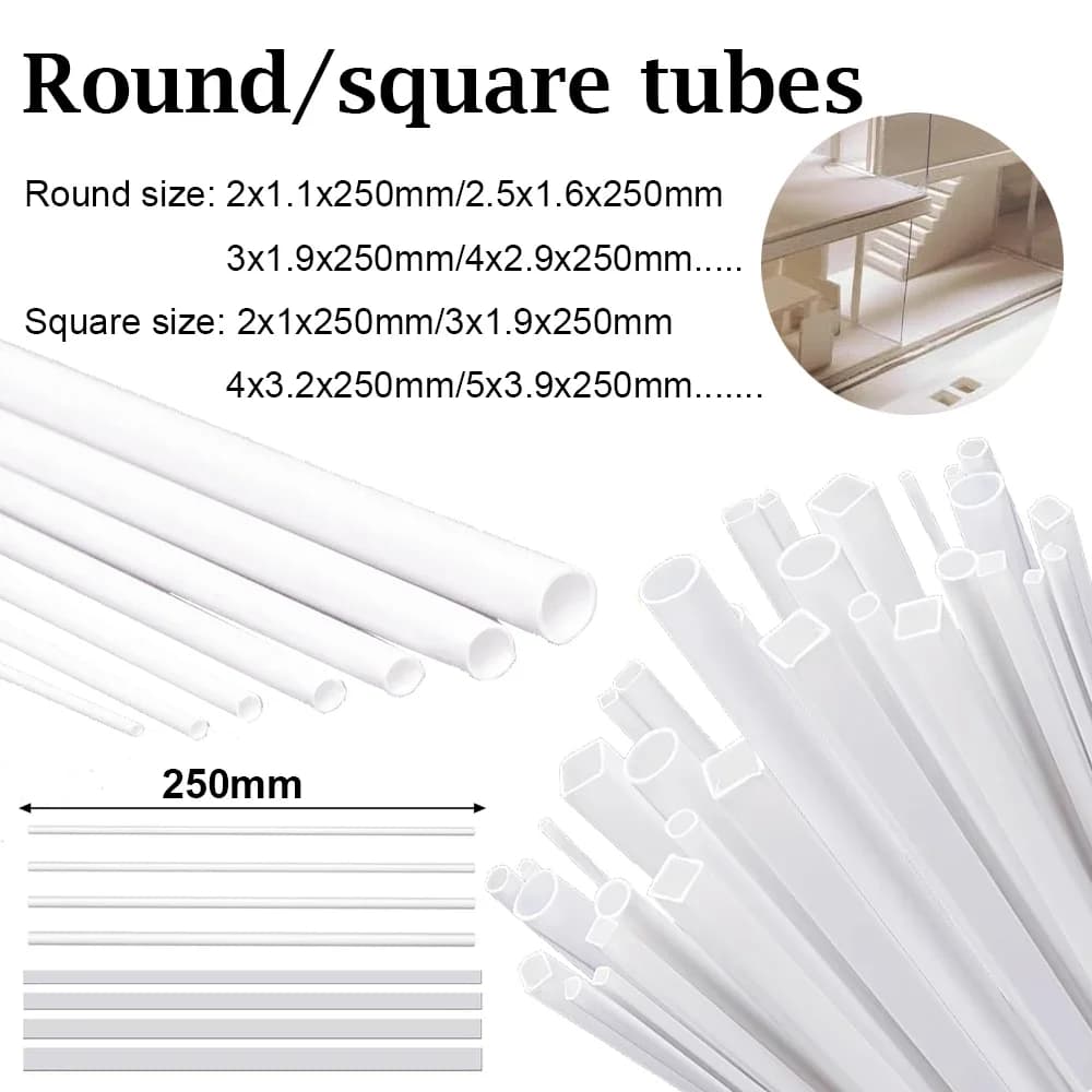 5 pezzi tubo quadrato in plastica ABS tubo cavo tubo di plastica rotondo tubo cavo acquario acquario giardino irrigazione tubo di irrigazione