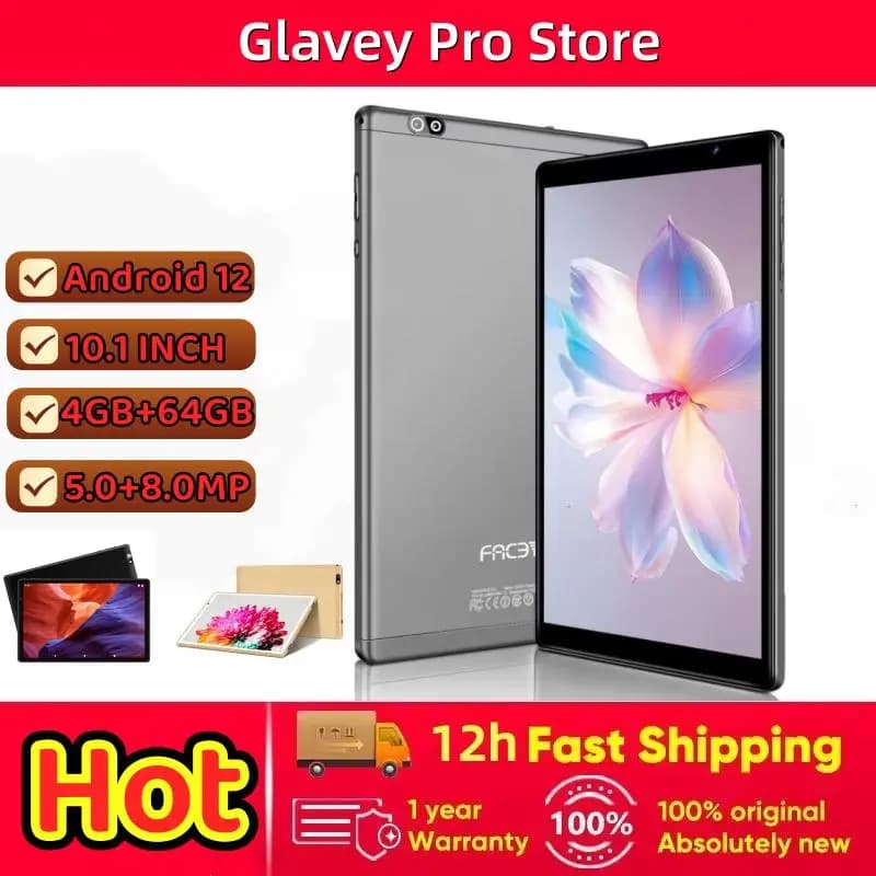 Tablet PC Android 12 type C 10.1 inch 4 GB of RAM 64 GB of ROM 1280 * 800 IPS Dual Camear Battery 8000 mAh Bluetooth 5.0