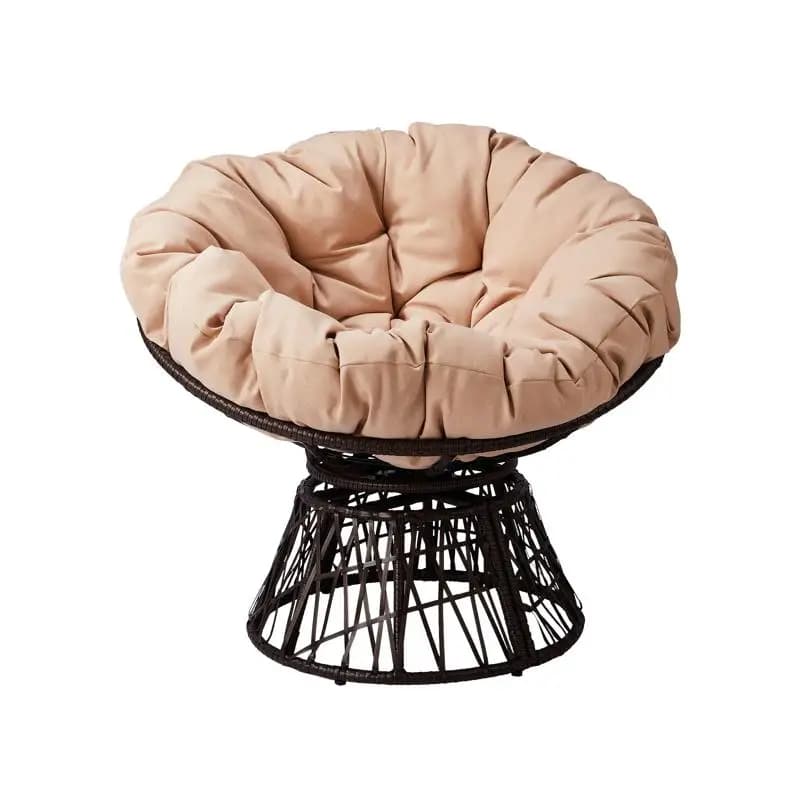 Sedia Papasan ergonomica girevole in vimini da 38 pollici con cuscini trapuntati spessi, ruotabile a 360 gradi per soggiorno, camera da letto,
