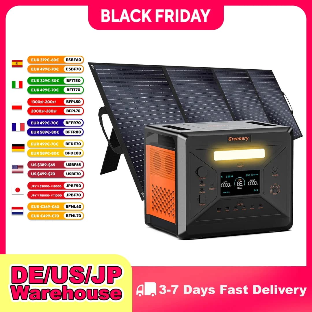 LiFePO4 Battery for Greenenery G2500 2304WH Portable Power Plant with 2500 W AC Output (4800 W) for Home Emergency