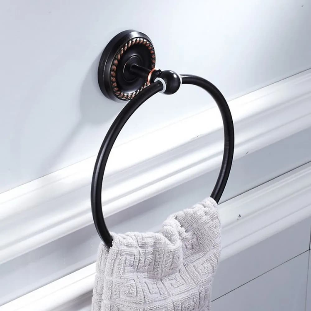Accessorio per il bagno con portasciugamani da bagno a parete in ottone nero aba214