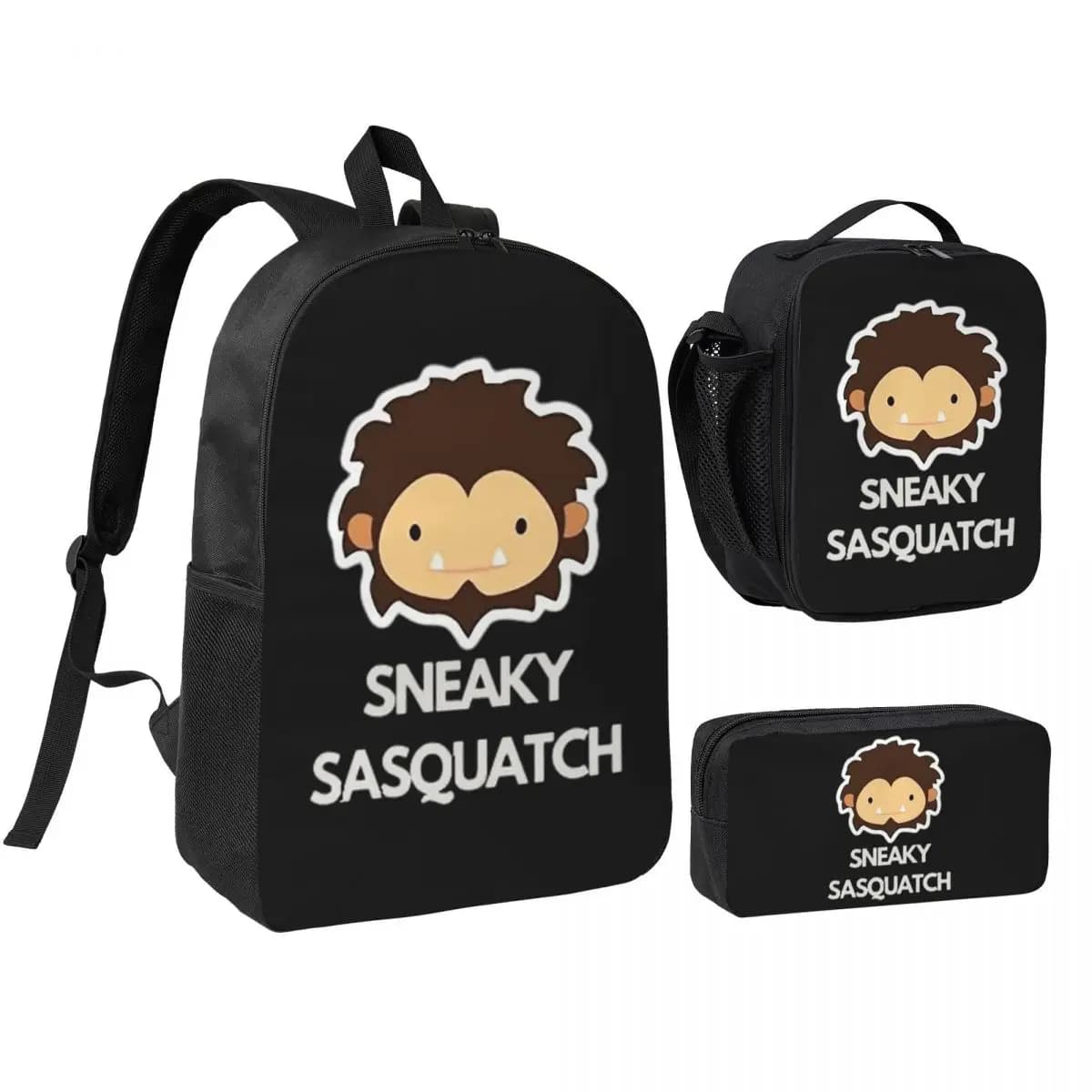 Sneaky Sasquatch Backpack Student Boys Girls BookBag School Bag Computer Shoulder Bags 3ps Insulated Lunch Bag Pencil Case