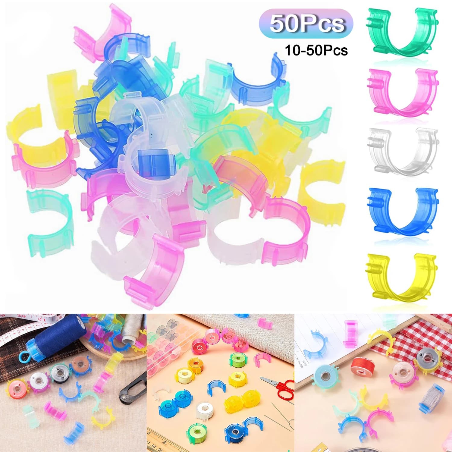 10-50PCS Pinze per bobina per cucire Morsetti per porta bobina Pinze per filo Strumento di supporto per macchine da cucire per l'organizzazione di bobine di filo