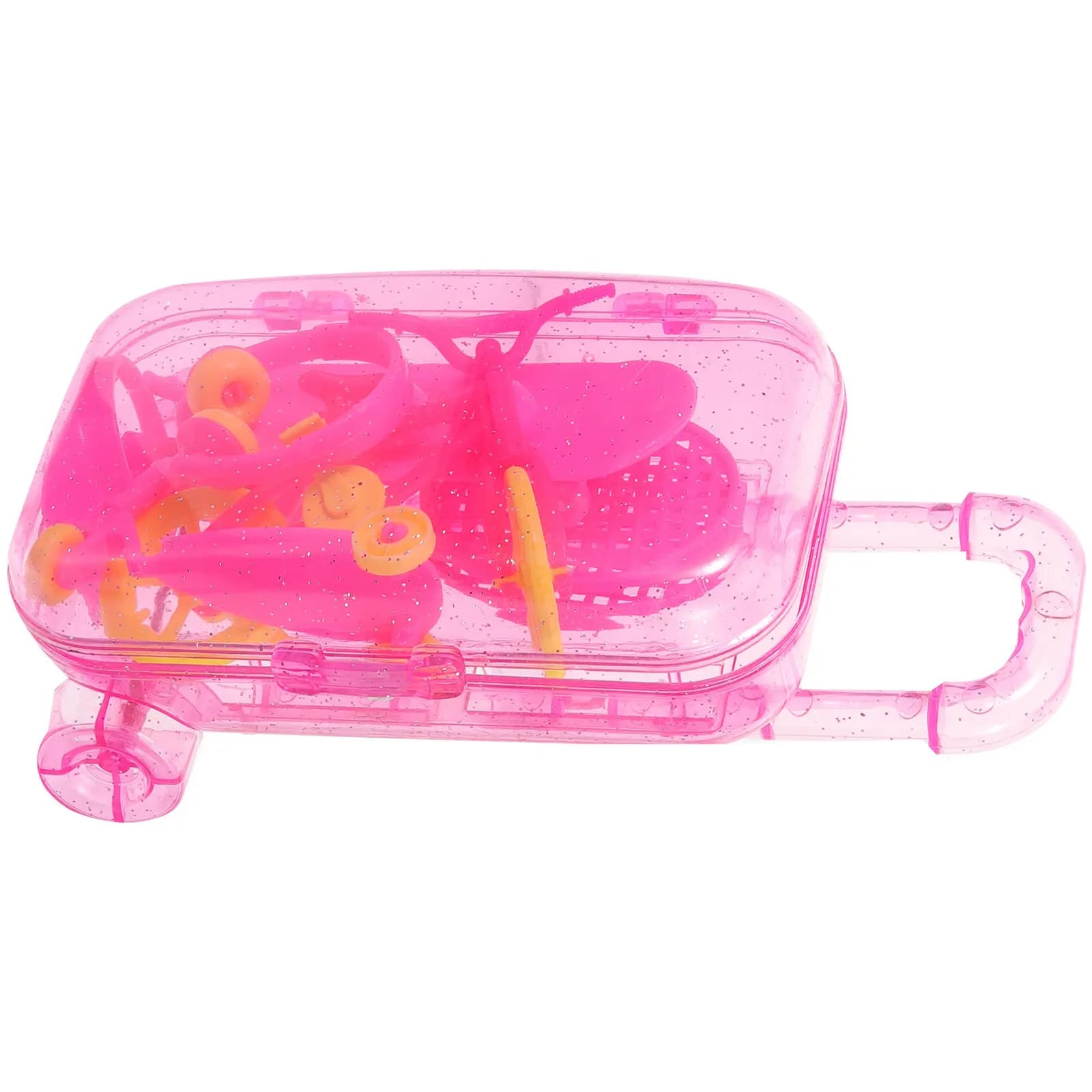 Set Mini Valigia Accessori Sportivi da Esterno Set Gioco di Ruolo Racchetta da Tennis Cappello Cuffie Skateboard Monopattino Bicicletta Casa delle Bambole