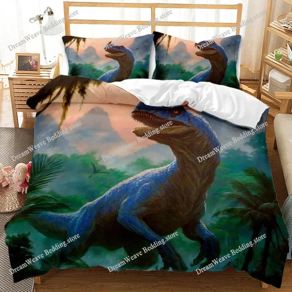 Set di Biancheria da Letto con Dinosauri Giurassici, Disponibile in Varie Misure, per Adulti e Bambini, Set Copripiumino e Lenzuola 2025741
