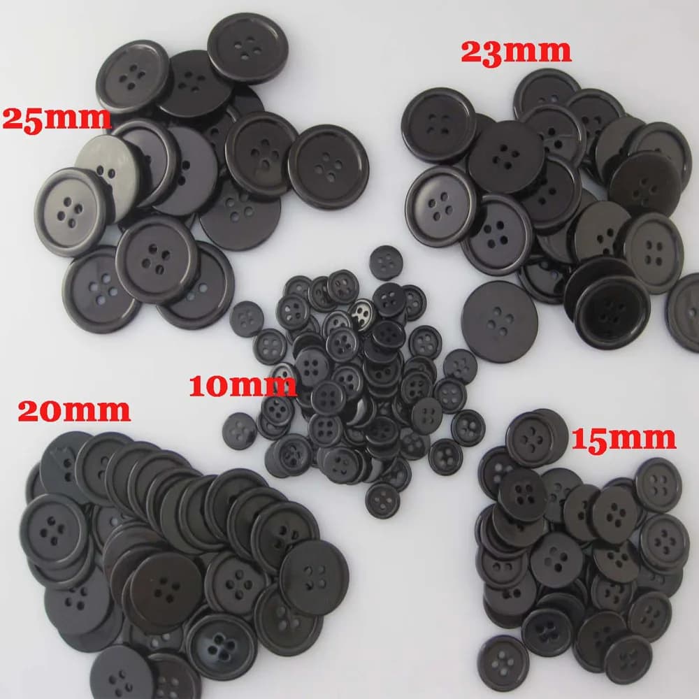 NBNVWO Bottoni per camicia neri a 4 fori neri da 9 mm a 25 mm 50 pezzi/lotto Accessori per indumenti Artigianato decorativo Forniture per cucito fai da te