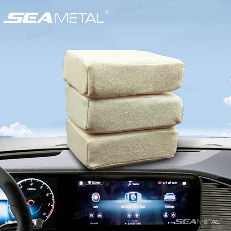 SEAMETAL Camoscio Pelle Scamosciata 3PCS Spugna per pulizia auto Disappannatore Blocco Lavaggio Pulitore Auto Buffer Lucidatore Strumenti per ceretta Accessori