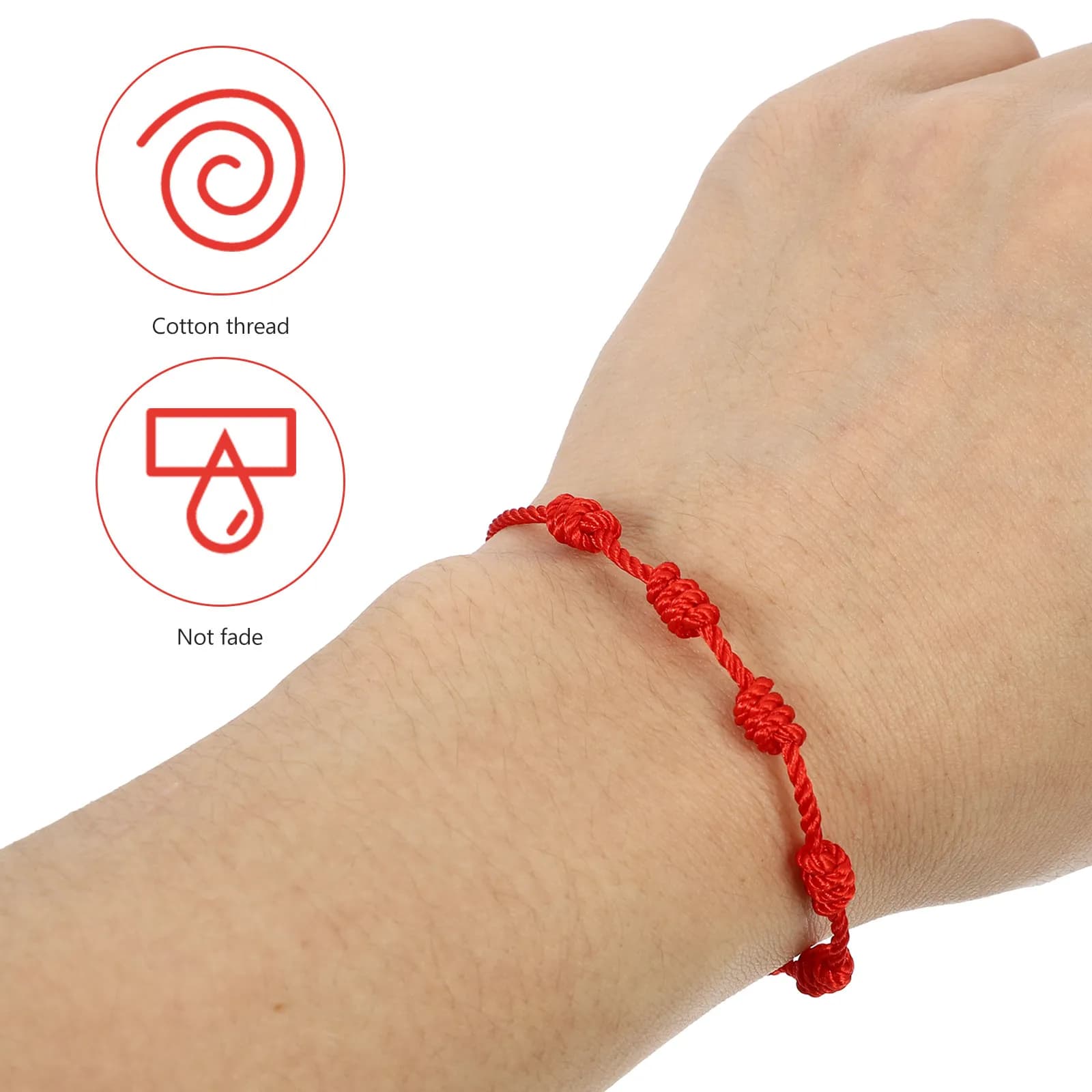 6 braccialetti in corda rossa regolabili con nodo intrecciato, braccialetti alla moda con corda portafortuna, regali per donne e ragazze