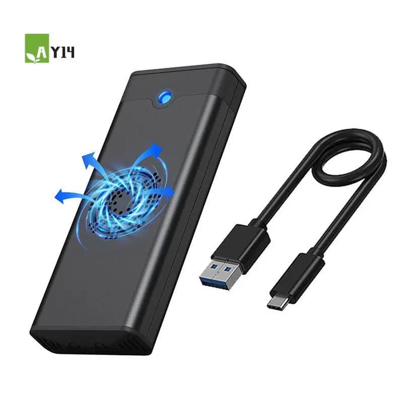 AY14 -M.2 NVME NGFF Adattatore esterno per SSD a doppio protocollo con ventola di raffreddamento, box SSD Type-C 3.1 da 10 Gbps per 2230-A, facile da usare