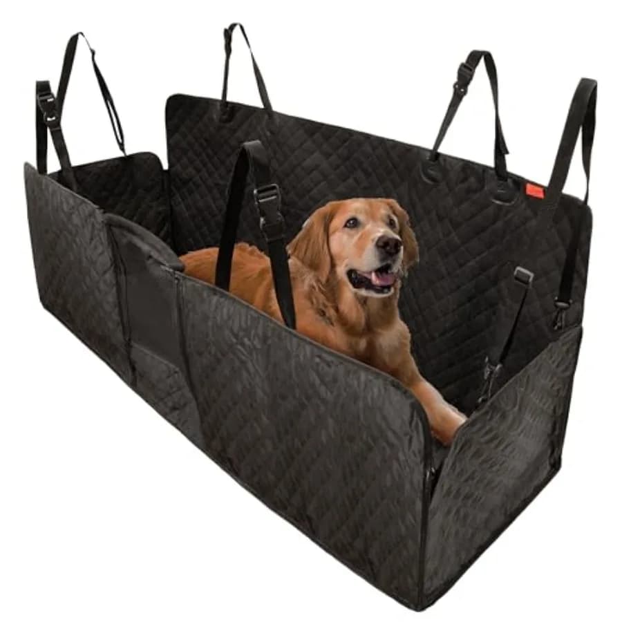 Dog Car Seat Cover for Back Seat - 100 Waterproof Dog Hammock - Padded Headrest and Mesh Window - Passenger Compatible Rear Car