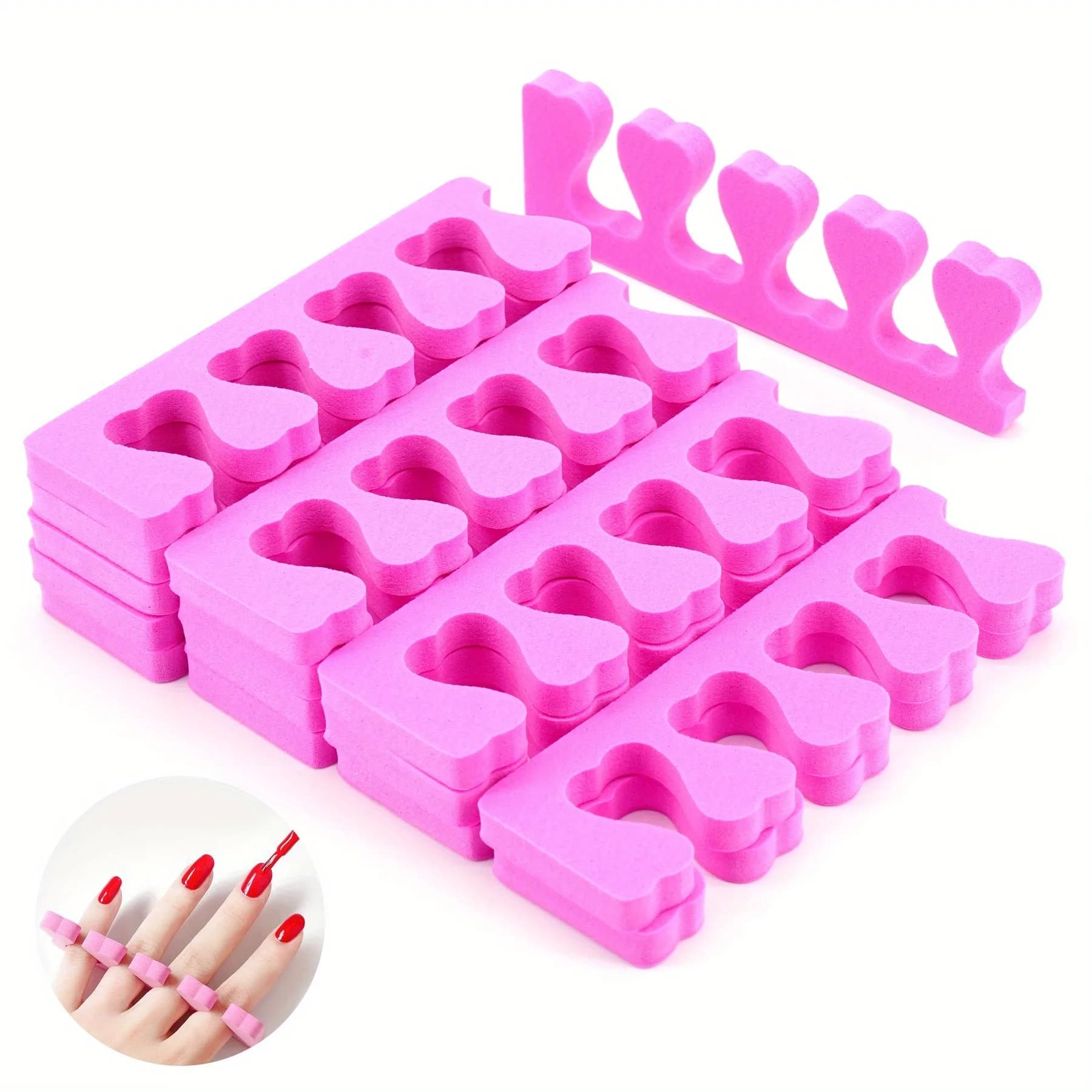 50 Pezzi Separatori per Unghie Rosa, Spugna Morbida per Piedi, Strumento UV per Pedicure