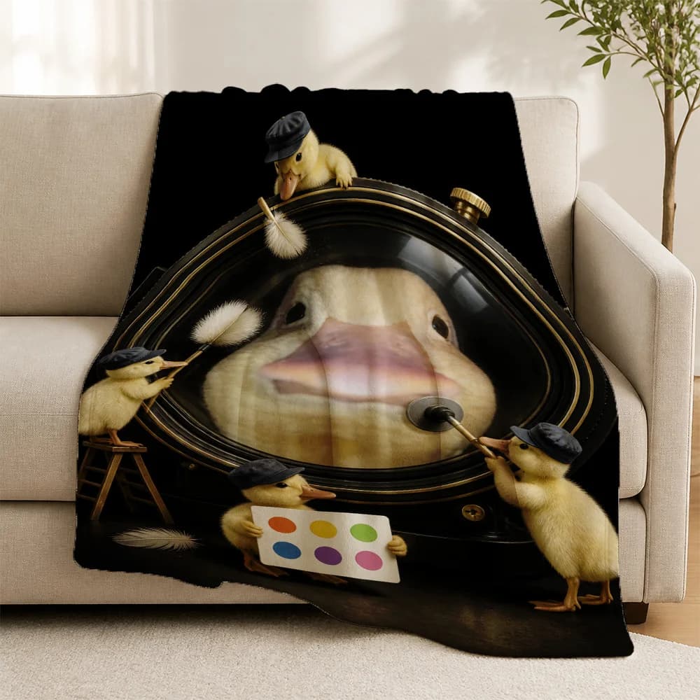 Cute Funny Duck Cartoon Throw Blanket Sofa Throw Pillow Cover Novelty Home Decor Gift for Living Room Autumn Winter Cozy Season