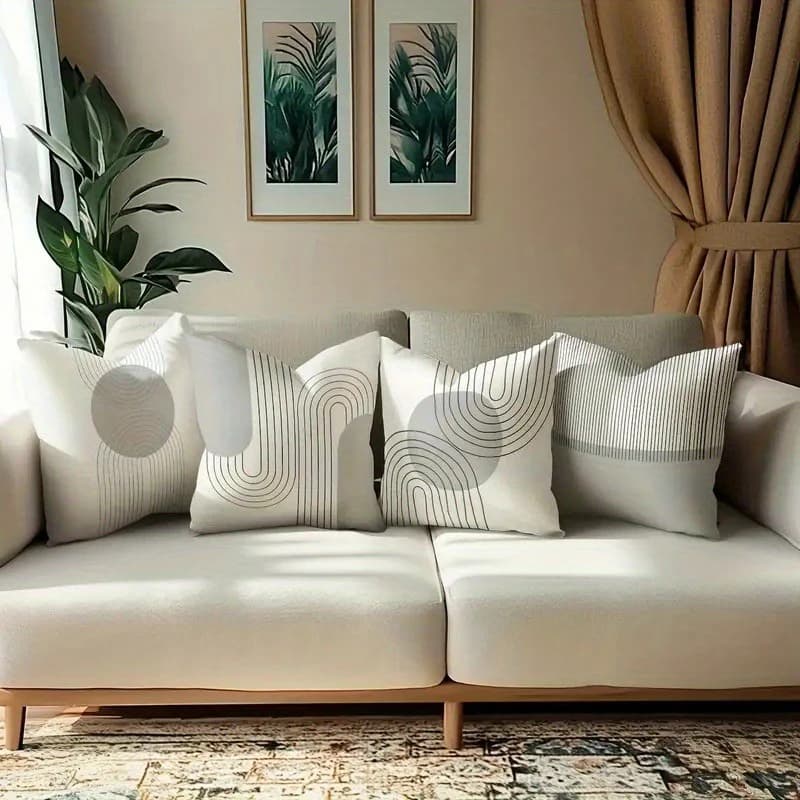Minimalist Geometric Line Throw Pillow Cover - Modern Decor for Sofa