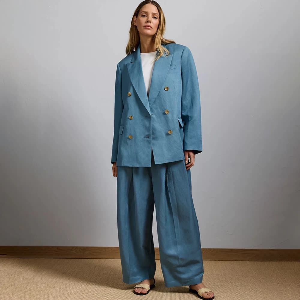 Completi Casual da Donna, Set Giacca e Pantaloni a Doppio Petto con Risvolto, Abbigliamento Formale da Sera in Due Pezzi