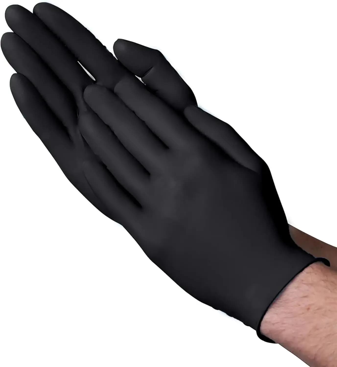 Guanti Monouso in Nitrile Nero Resistenti da 5 Mil, Senza Lattice e Senza Polvere per Cucina e Pulizie