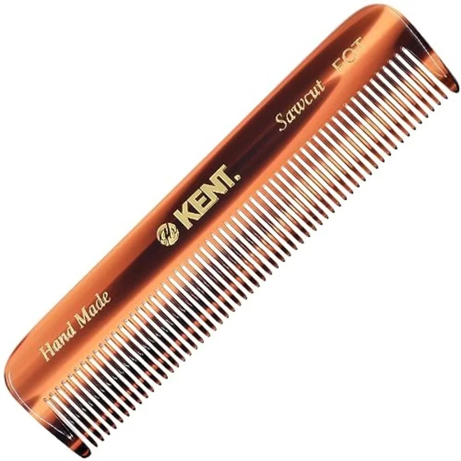 Kent A FOT Pettine Tascabile a Denti Fini Fatto a Mano per Uomini e Donne, Pettine Lisciante per Capelli, Barba e Baffi, per Cura e Styling
