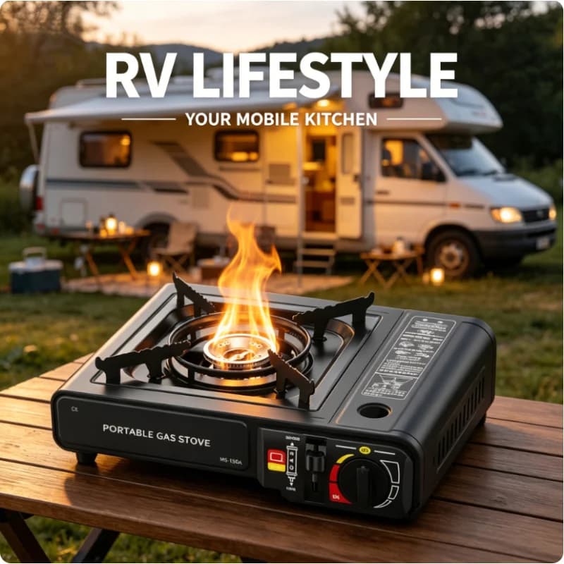 Windproof Cassette Stove Portable Lightweight Camping BBQ Cooker with Carry Box Multiuse Stove for Home Outdoor Hiking Picnic