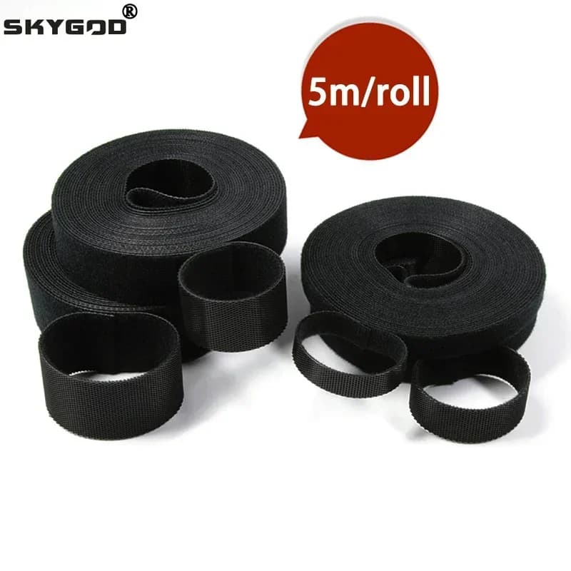 Fascette per cavi nere Fascio di anelli riutilizzabili Cinturino in nylon autoadesivo Organizzatore Clip Supporto per cavi Gestione Nastro di fissaggio Fai da te