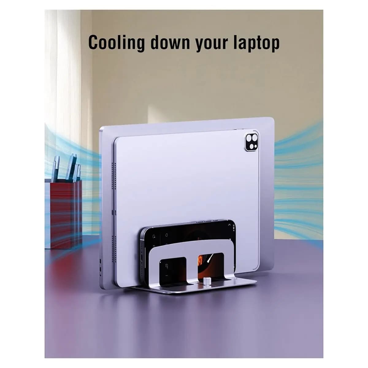 618 Mega Sale Vertical Laptop Stand for Desk, Adjustable Metal Riser Up to 17"Enhances Office and Home Workspace