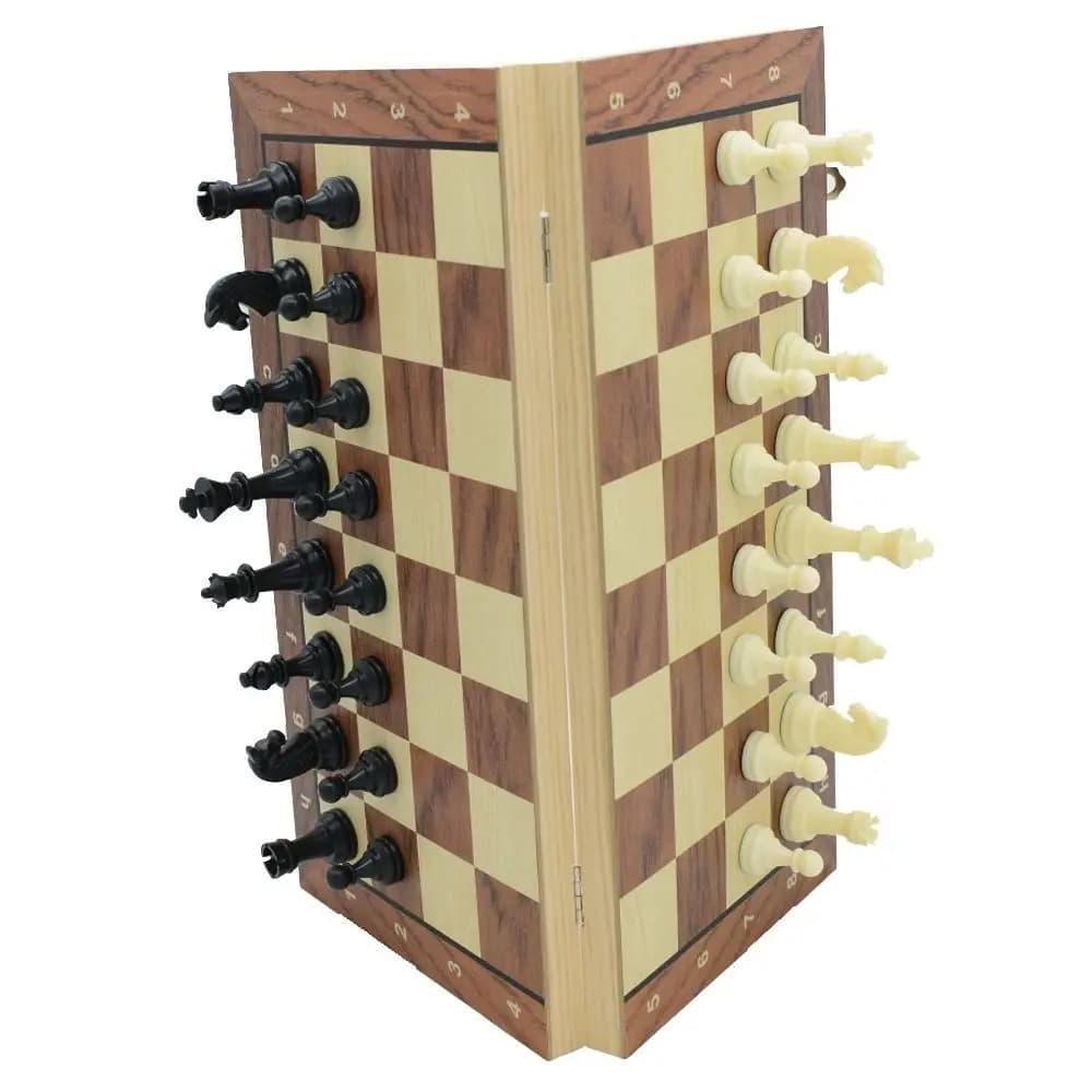 Scacchiera in Legno Massiccio, Set di Scacchi Internazionali Pieghevole, Gioco Educativo Standard, Elegante e Portatile