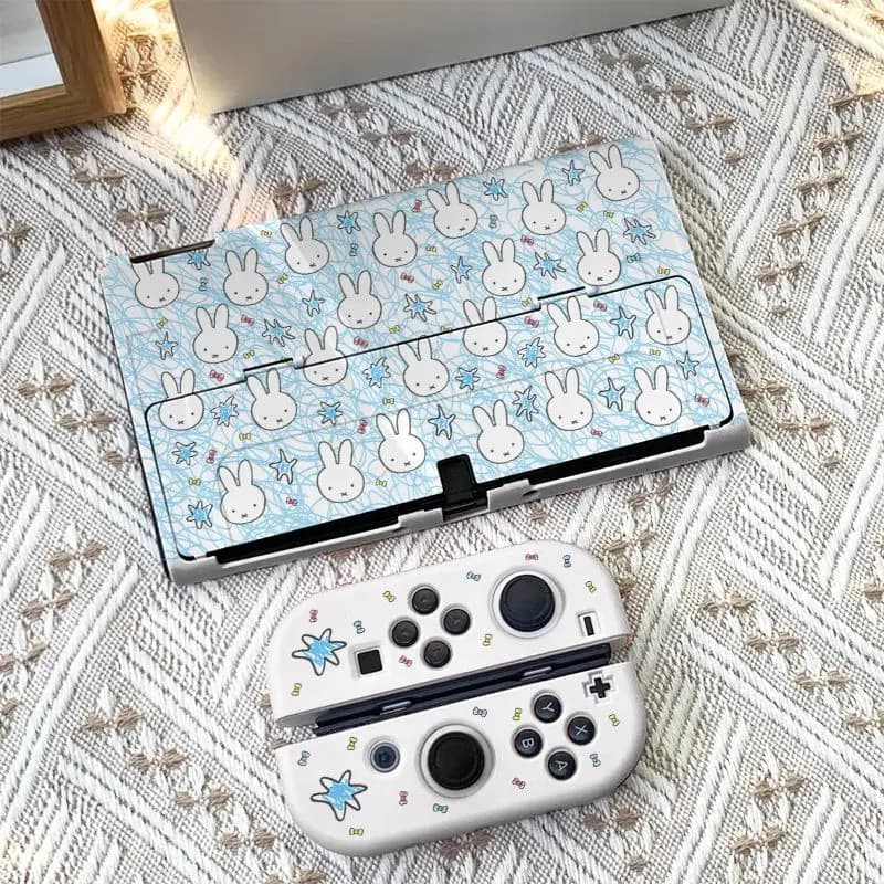 Miffy Rabbit Kawaii Anime Cartoon Protective Case for Nintendo Switch Oled Protective Case Anti-fall Game Console Hard Shell