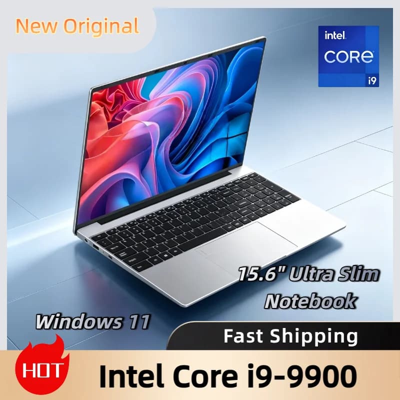 Laptop Ultra Sottile da 15.6 Pollici con Windows 11, 32GB RAM, 2TB SSD, Intel Core i9 9900, 1920x1080 HD per Gaming e Ufficio