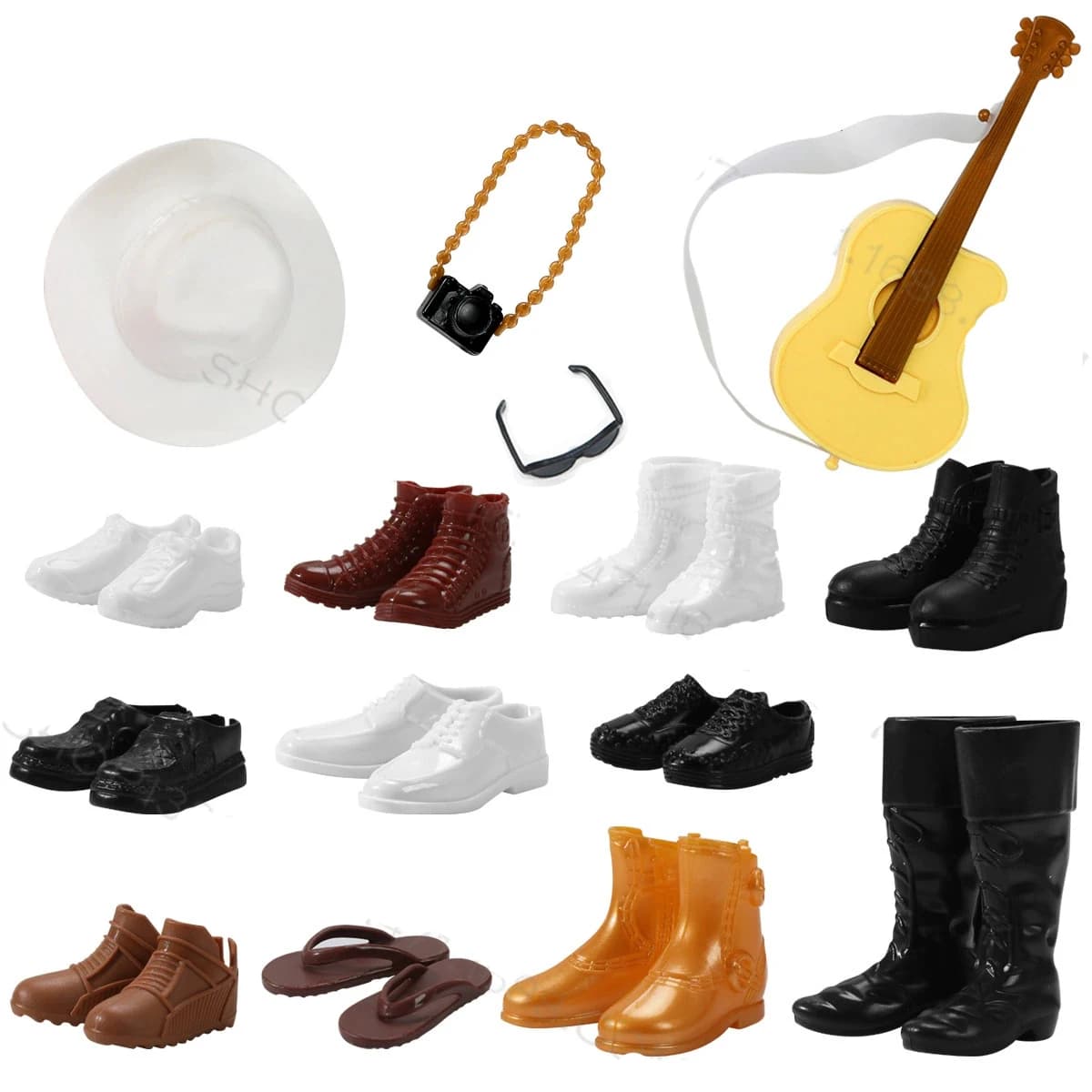 15 pezzi accessori per bambola maschile principessa Ken cappello moda chitarra sneaker in pelle stivali pantofola per accessori bambola Ken da 30 cm