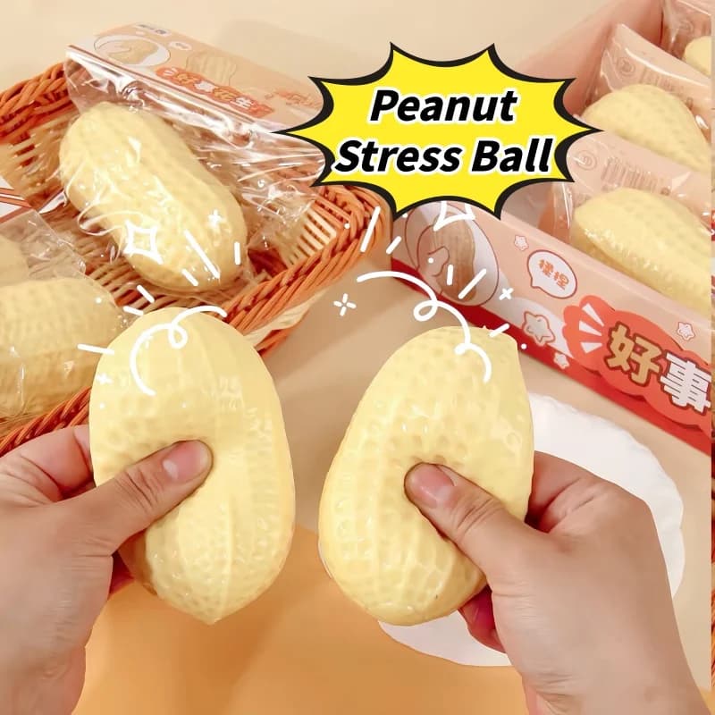 In Stock Peanut Stress Ball Crunchy Squeeze Ball Squishy Toy Buttery-Soft Feel Fidget Toy ASMR Sensory Anti Stress Toys