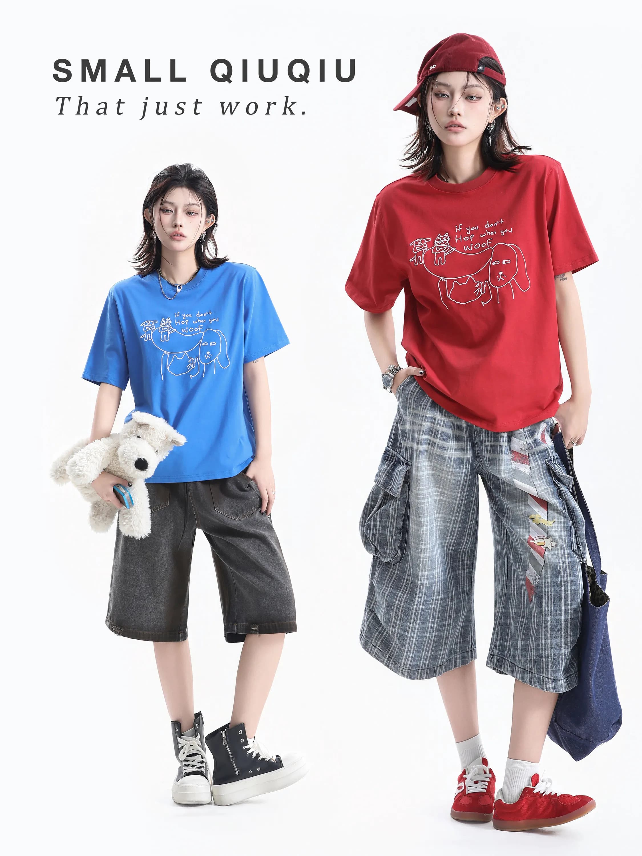Retro American Embroidered Short Sleeve T-Shirt Women's Slimming Versatile Neutral Casual Basic Style round Neck Top